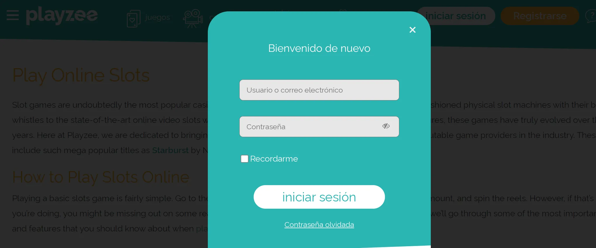 Registro en Playzee